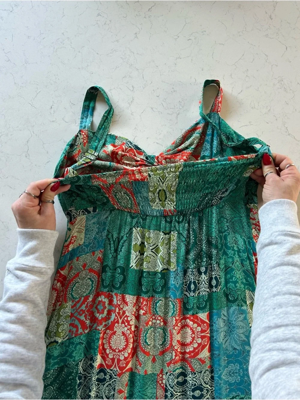 NWOT Boho Floral Adjustable Strap V Neck Beach Flowy Maxi Sundress - Picture 13 of 16
